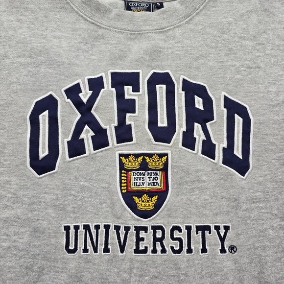 Oxford University Sweatshirt Mens Small Gray Pullover Embroidered Varsity Preppy - Picture 2 of 8